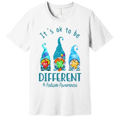 It's Ok To Be Different Autism Awareness Gnome Premium T-Shirt