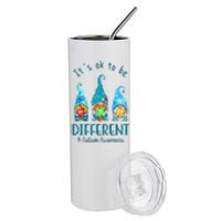 It's Ok To Be Different Autism Awareness Gnome Stainless Steel Tumbler