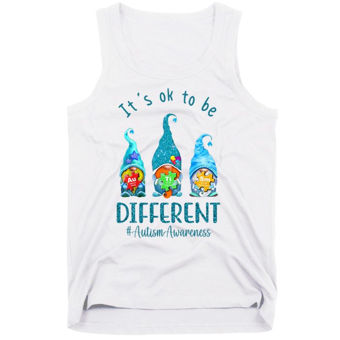 It's Ok To Be Different Autism Awareness Gnome Tank Top