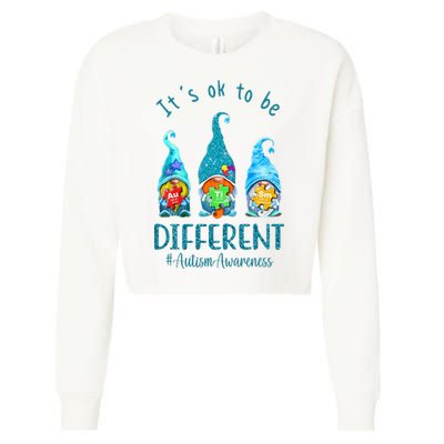 It's Ok To Be Different Autism Awareness Gnome Cropped Pullover Crew