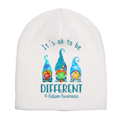 It's Ok To Be Different Autism Awareness Gnome Short Acrylic Beanie