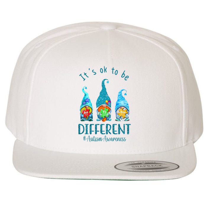 It's Ok To Be Different Autism Awareness Gnome Wool Snapback Cap