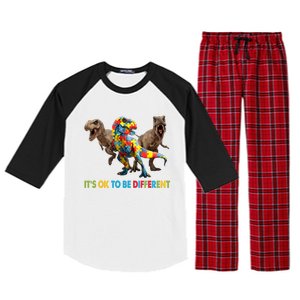 ItS Ok To Be Different Dinosaur Autism Awareness Funny Gift Raglan Sleeve Pajama Set