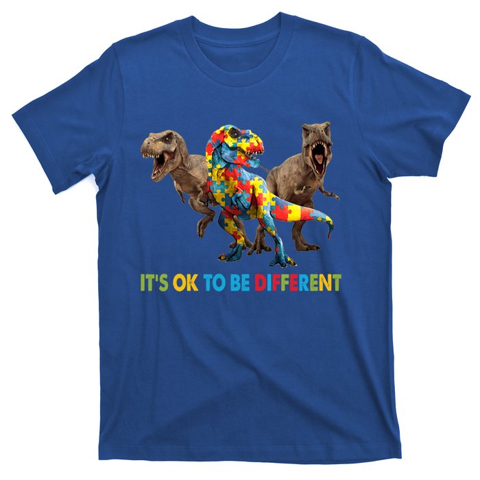 ItS Ok To Be Different Dinosaur Autism Awareness Funny Gift T-Shirt