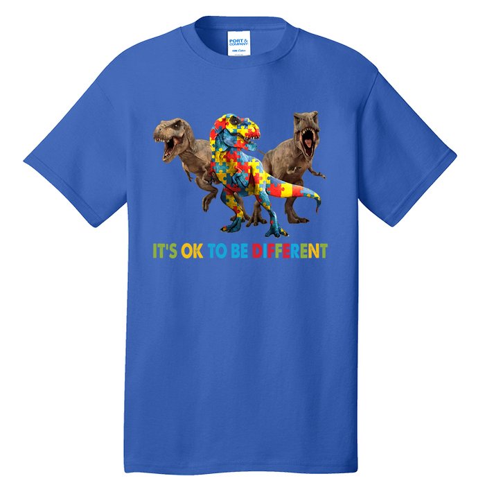 ItS Ok To Be Different Dinosaur Autism Awareness Funny Gift Tall T-Shirt