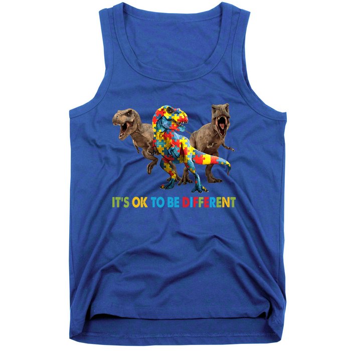 ItS Ok To Be Different Dinosaur Autism Awareness Funny Gift Tank Top