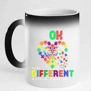 Its Ok To Be Different Autism Awareness 11oz Black Color Changing Mug