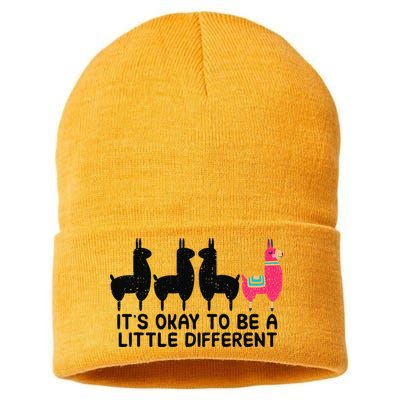 It's okay to be a little different Alpacas Quote Sustainable Knit Beanie