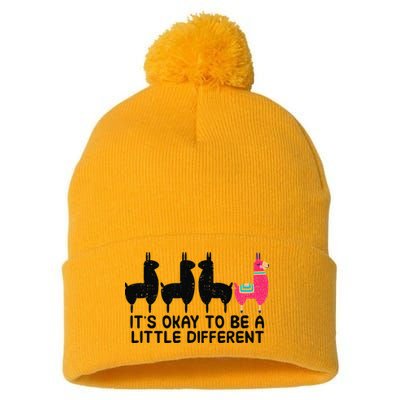 It's okay to be a little different Alpacas Quote Pom Pom 12in Knit Beanie