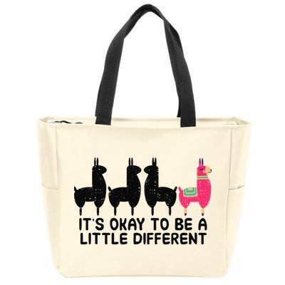 It's okay to be a little different Alpacas Quote Zip Tote Bag