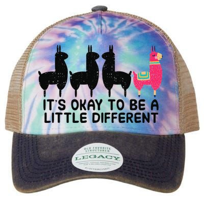 It's okay to be a little different Alpacas Quote Legacy Tie Dye Trucker Hat