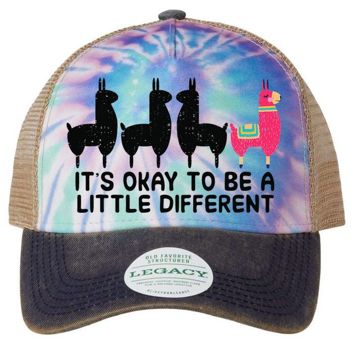 It's okay to be a little different Alpacas Quote Legacy Tie Dye Trucker Hat