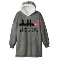 It's okay to be a little different Alpacas Quote Hooded Wearable Blanket