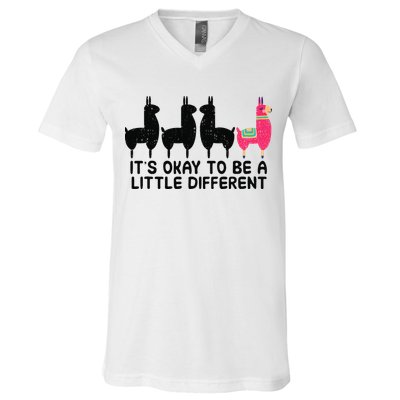 It's okay to be a little different Alpacas Quote V-Neck T-Shirt