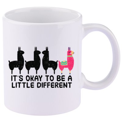 It's okay to be a little different Alpacas Quote 11oz C Handle Ceramic Mug