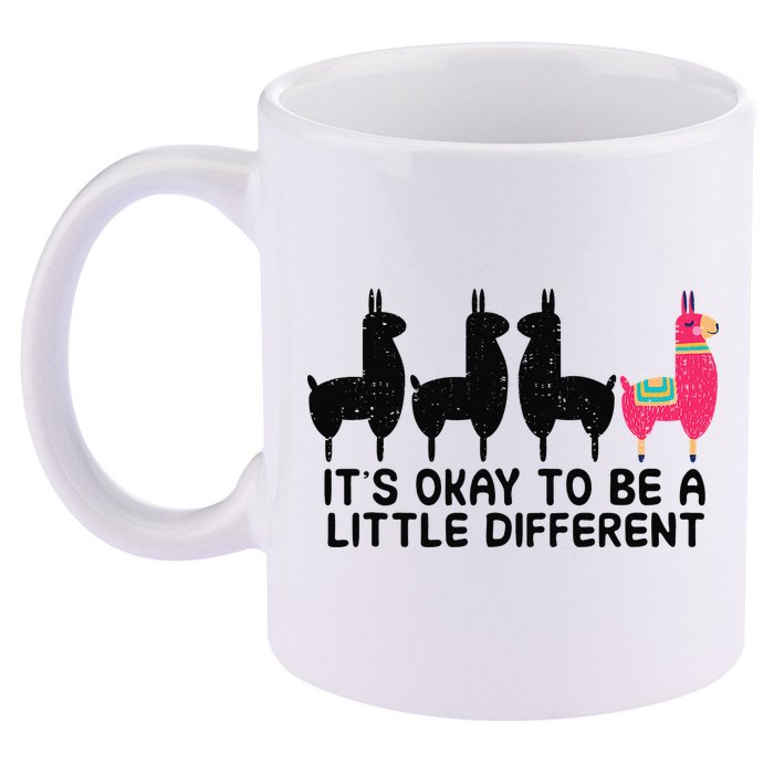 It's okay to be a little different Alpacas Quote 11oz C Handle Ceramic Mug