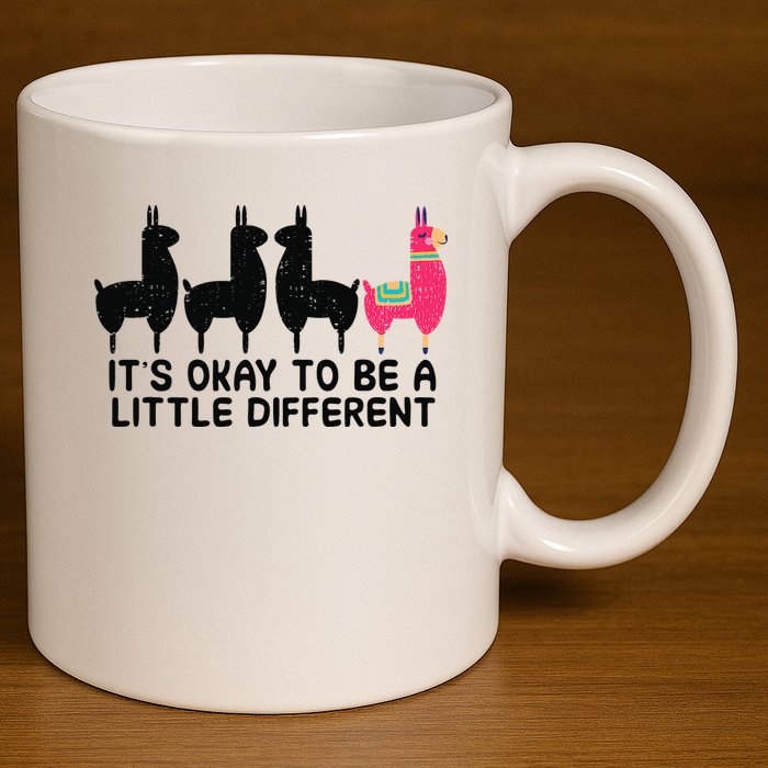 It's okay to be a little different Alpacas Quote 11oz C Handle Ceramic Mug