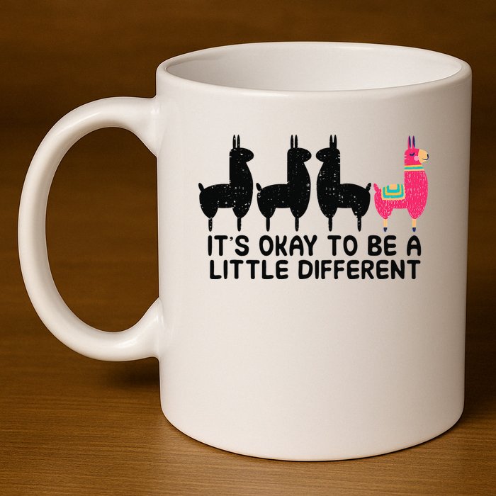 It's okay to be a little different Alpacas Quote 11oz C Handle Ceramic Mug