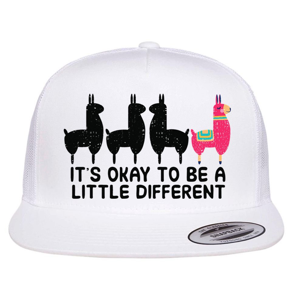 It's okay to be a little different Alpacas Quote Flatbill Hat