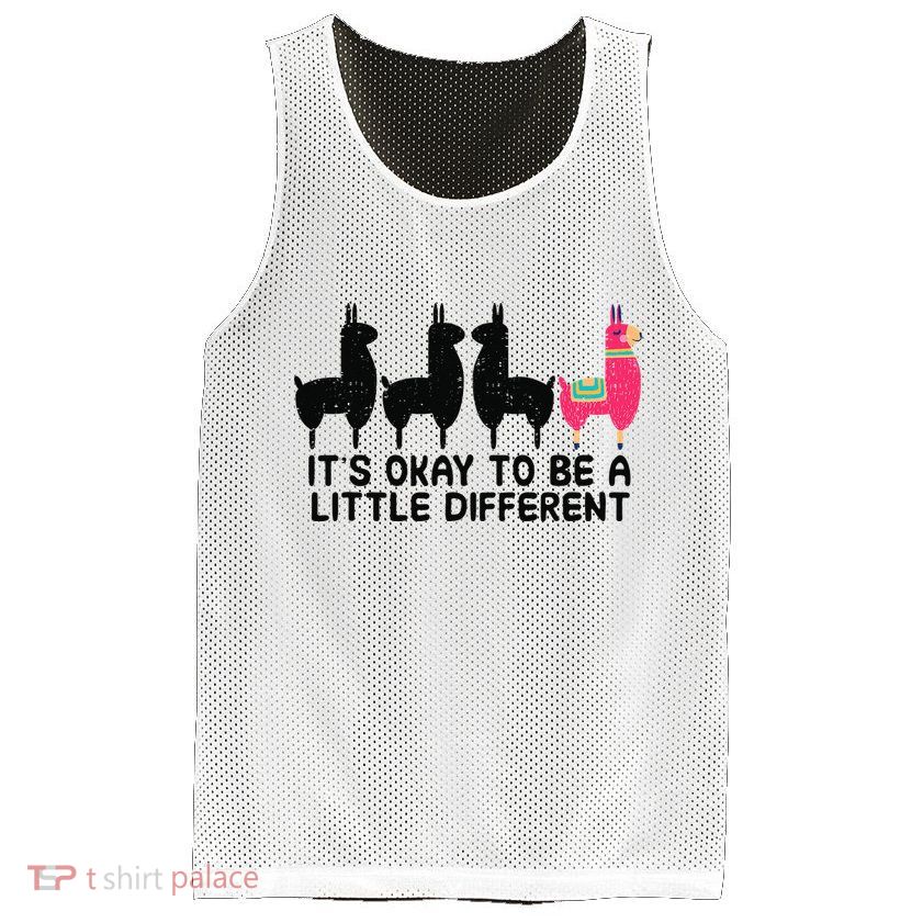 It's okay to be a little different Alpacas Quote Mesh Reversible Basketball Jersey Tank