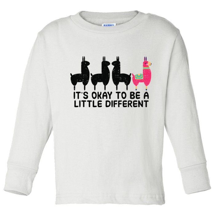It's okay to be a little different Alpacas Quote Toddler Long Sleeve Shirt