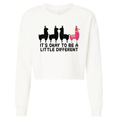 It's okay to be a little different Alpacas Quote Cropped Pullover Crew
