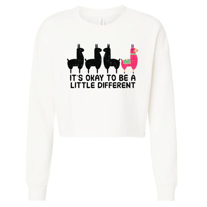 It's okay to be a little different Alpacas Quote Cropped Pullover Crew