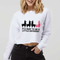 It's okay to be a little different Alpacas Quote Cropped Pullover Crew