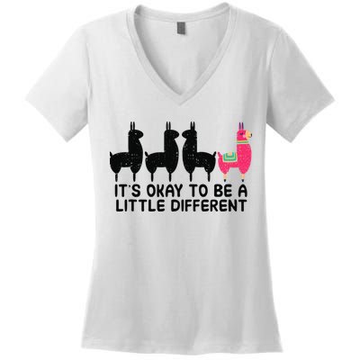 It's okay to be a little different Alpacas Quote Women's V-Neck T-Shirt