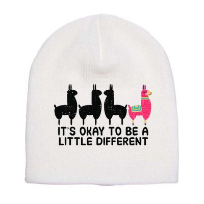 It's okay to be a little different Alpacas Quote Short Acrylic Beanie
