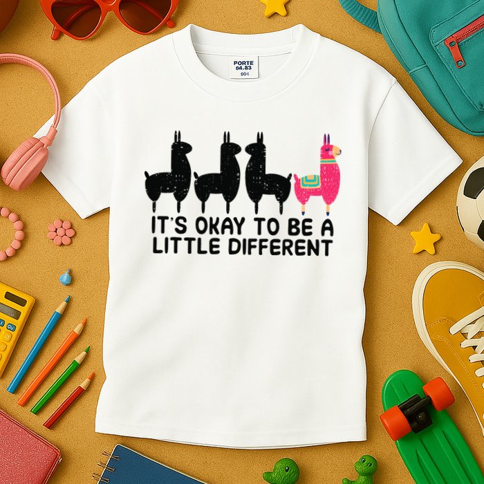 It's okay to be a little different Alpacas Quote Kids T-Shirt