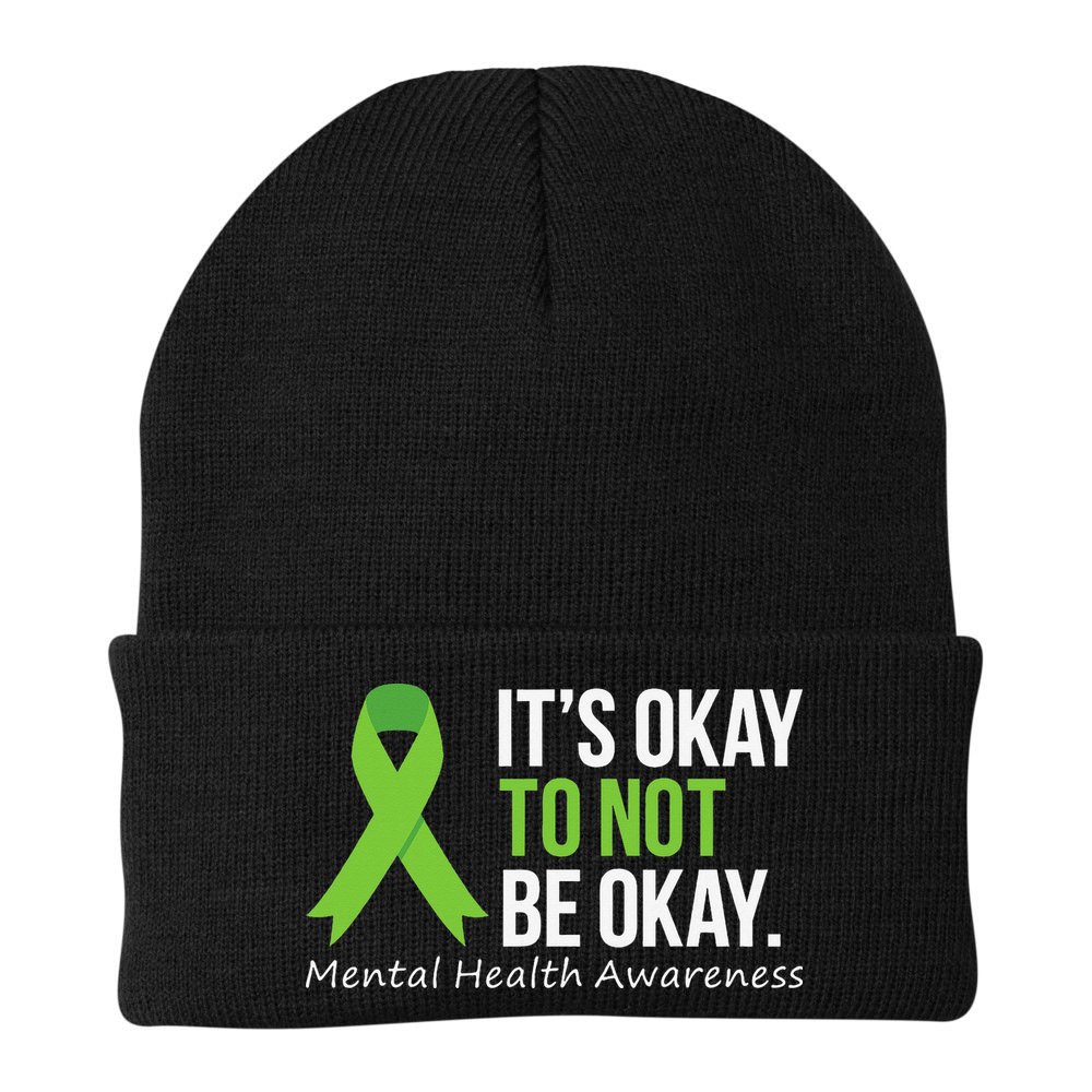 Its Okay To Not Be Okay Mental Health Awareness Ribbon Beanie