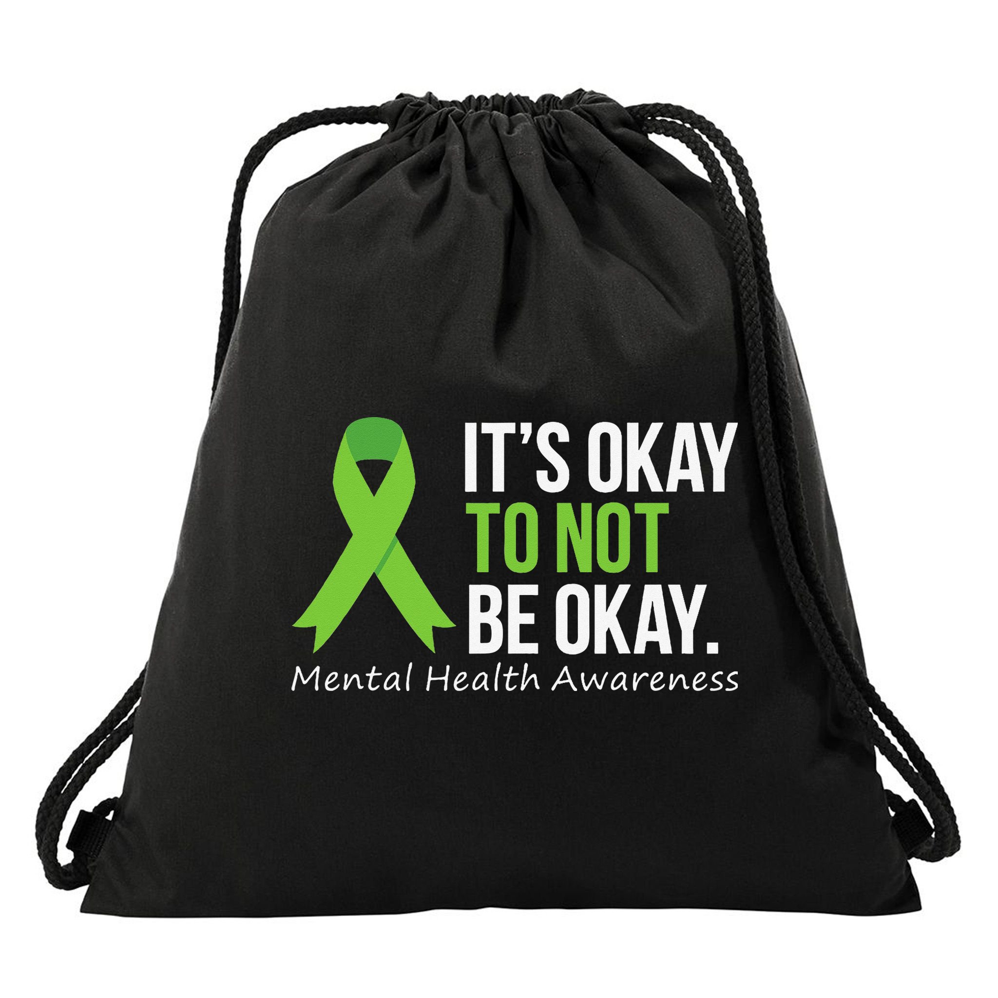 Its Okay To Not Be Okay Mental Health Awareness Ribbon Drawstring Bag