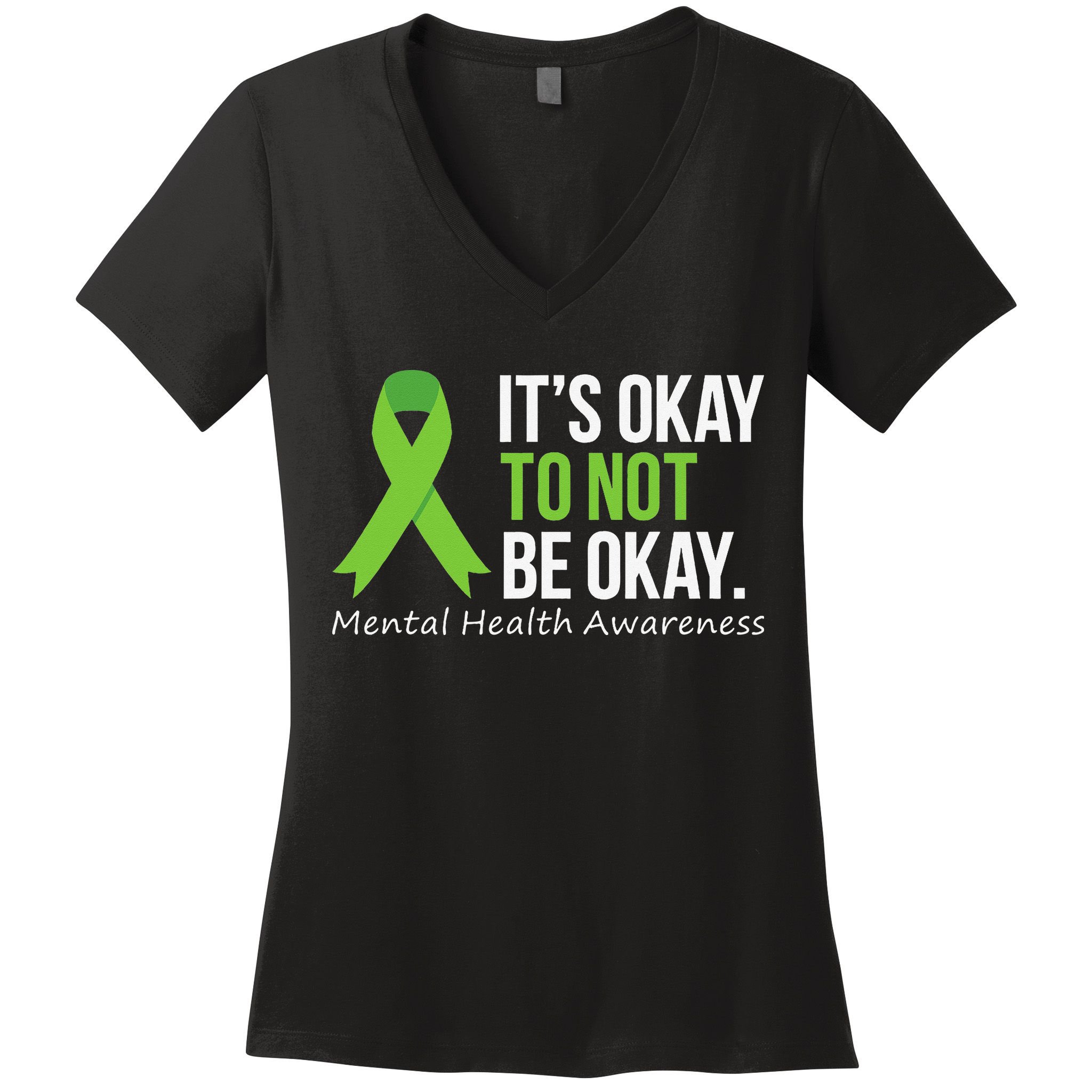 Its Okay To Not Be Okay Mental Health Awareness Ribbon Women's V-Neck T-Shirt