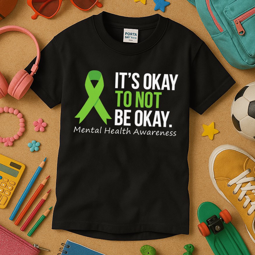 Its Okay To Not Be Okay Mental Health Awareness Ribbon Kids T-Shirt