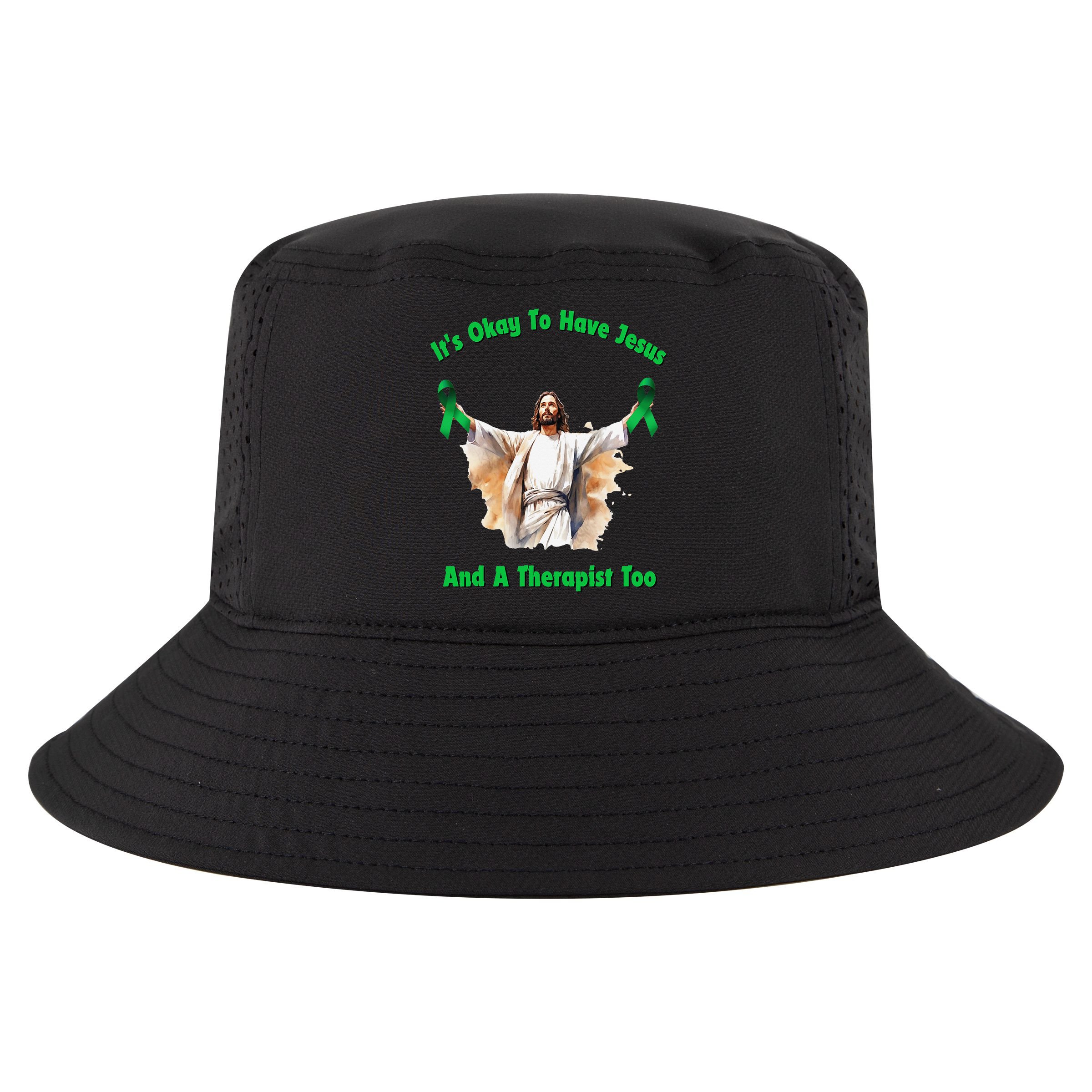 Its Ok To Have Jesus And A Therapist Too Cool Comfort Performance Bucket Hat