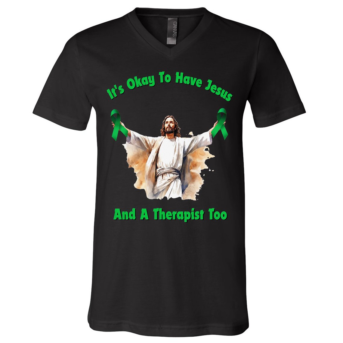 Its Ok To Have Jesus And A Therapist Too V-Neck T-Shirt