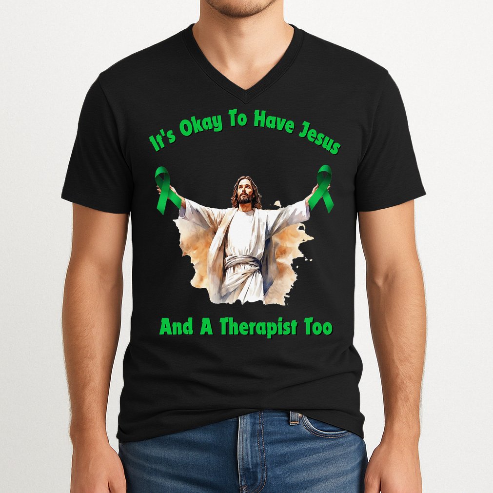 Its Ok To Have Jesus And A Therapist Too V-Neck T-Shirt