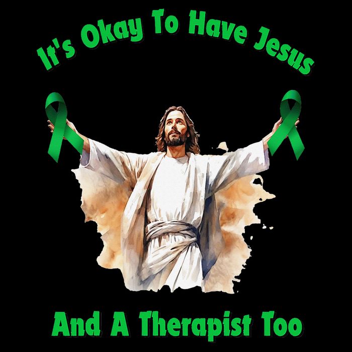 Its Ok To Have Jesus And A Therapist Too Flat Bill Trucker Hat
