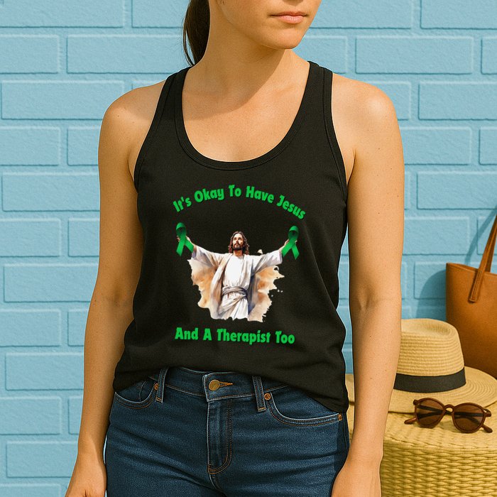 Its Ok To Have Jesus And A Therapist Too Womens Tank Top
