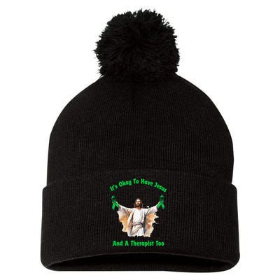Its Ok To Have Jesus And A Therapist Too Pom Pom 12in Knit Beanie