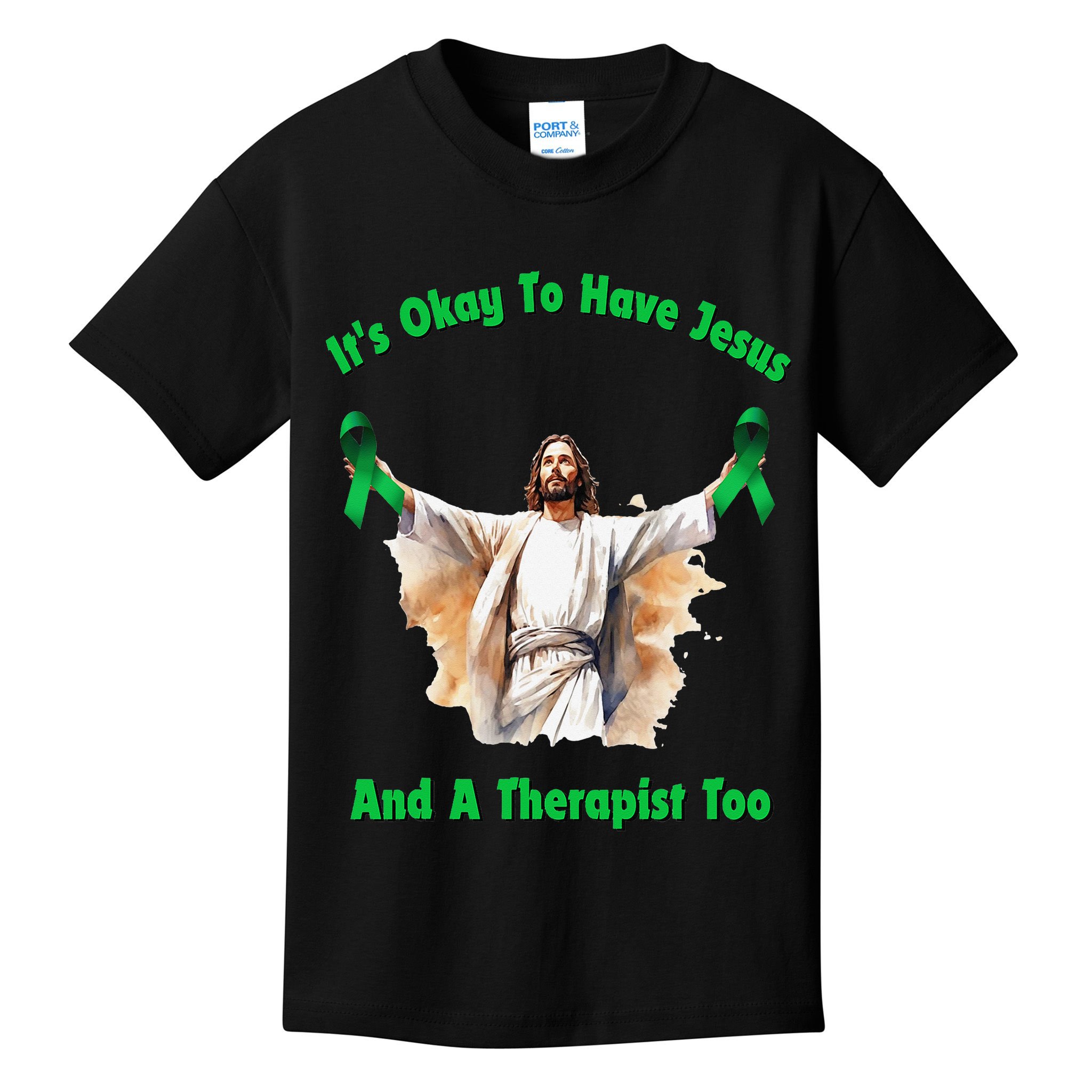 Its Ok To Have Jesus And A Therapist Too Kids T-Shirt