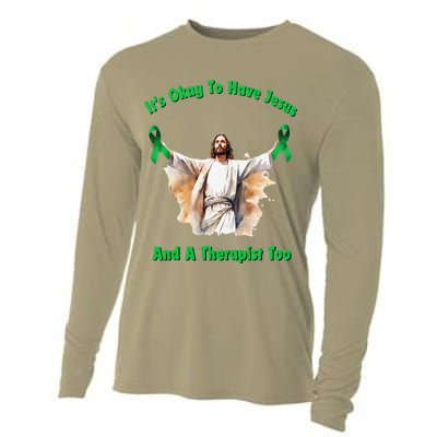 Its Ok To Have Jesus And A Therapist Too Cooling Performance Long Sleeve Crew