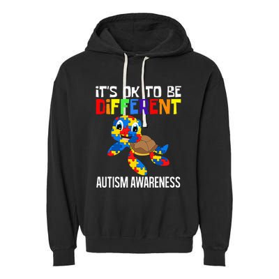 It's Ok To Be Different Autism Awareness Save The Turtles Garment-Dyed Fleece Hoodie