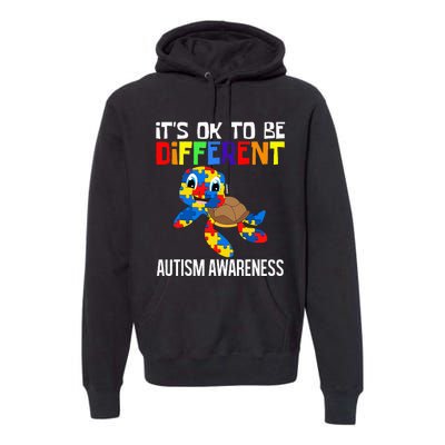 It's Ok To Be Different Autism Awareness Save The Turtles Premium Hoodie