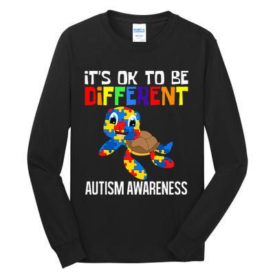 It's Ok To Be Different Autism Awareness Save The Turtles Tall Long Sleeve T-Shirt