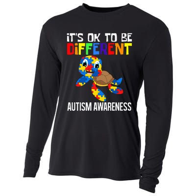 It's Ok To Be Different Autism Awareness Save The Turtles Cooling Performance Long Sleeve Crew