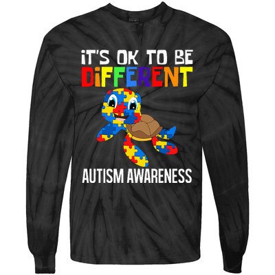 It's Ok To Be Different Autism Awareness Save The Turtles Tie-Dye Long Sleeve Shirt