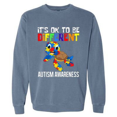 It's Ok To Be Different Autism Awareness Save The Turtles Garment-Dyed Sweatshirt