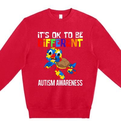 It's Ok To Be Different Autism Awareness Save The Turtles Premium Crewneck Sweatshirt